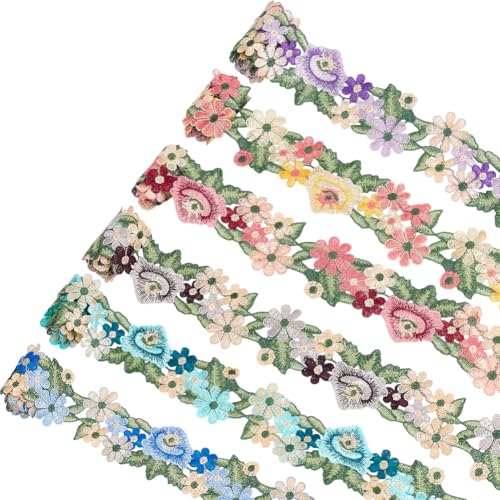 NBEADS 6 Yards 6 Stile Stickerei Blumen Bänder 6,4 cm Blume Nähen Spitze zarte Baumwolle Stickerei Band für Kleidung Nähen Zubehör und DIY Handwerk NBEADS 6 Yards 6 Stile Stickerei Blumen Bänder 6,4 cm Blume Nähen Spitze zarte Baumwolle Stickerei Band für Kleidung Nähen Zubehör und DIY Handwerk von nbeads