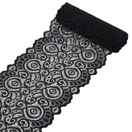 NBEADS 6 Yards Stretch Sewing Lace Trim Stoff, 19cm Breites Elastisches Spitzenband Floral Edge Spitzenbesatz für Braut Hochzeit Dekorationen Nähen DIY Making Crafts, Schwarzer NBEADS 6 Yards Stretch Sewing Lace Trim Stoff, 19cm Breites Elastisches Spitzenband Floral Edge Spitzenbesatz für Braut Hochzeit Dekorationen Nähen DIY Making Crafts, Schwarzer von nbeads
