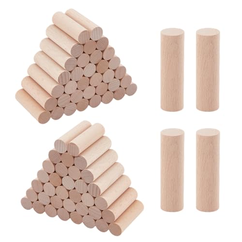 NBEADS 60 Stück Bastelstäbchen Aus Buchenholz, 5.1x1.5cm Unvollendete Holz Bastelblöcke Runde Stäbe Für Modellbau DIY Holzhandwerk Heim Und Gartendekoration von nbeads