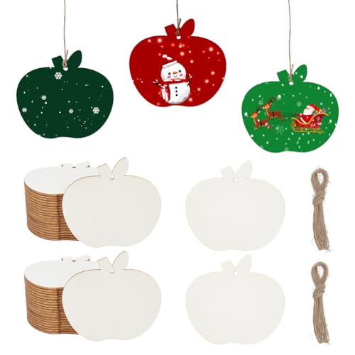 NBEADS 60 Stück Unfertige Apfelförmige Holzausschnitte, Bemalbare DIY Basteltafeln Mit Jutekordel Apfelholzscheiben Für Heimdekoration Feiertagsschmuck Partyzubehör Kunstprojekte 8.2×9cm NBEADS 60 Stück Unfertige Apfelförmige Holzausschnitte, Bemalbare DIY Basteltafeln Mit Jutekordel Apfelholzscheiben Für Heimdekoration Feiertagsschmuck Partyzubehör Kunstprojekte 8.2×9cm von nbeads