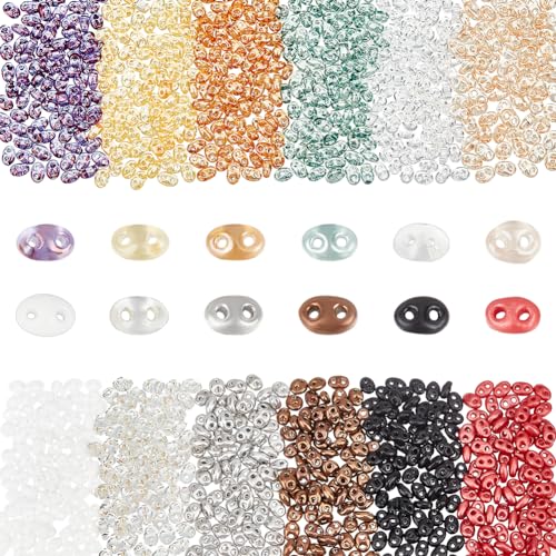 NBEADS 60g 12 Farben 2-Loch Saatgut Perlen, 5x3.5mm Tschechisches Glas Tila Perlen Ovale Form Opaque Flechtperlen Transparente Perlen für Schmuckherstellung Halskette Handwerksbedarf NBEADS 60g 12 Farben 2-Loch Saatgut Perlen, 5x3.5mm Tschechisches Glas Tila Perlen Ovale Form Opaque Flechtperlen Transparente Perlen für Schmuckherstellung Halskette Handwerksbedarf von nbeads