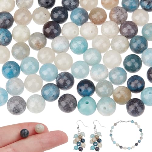 NBEADS 61 Stk. Natürliche Trolleit-Perlen, 6mm Natürlichen Runden Edelstein Lose Perlen für DIY-Schmuckherstellung, Loch: 0.8mm von nbeads