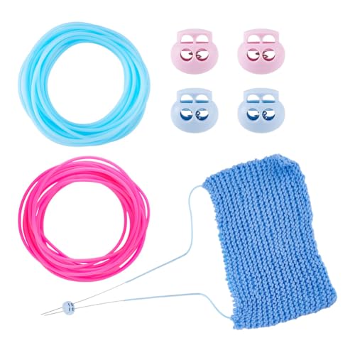 NBEADS 6m Silikon Kordel, 2mm Silikonschlauch-Strickschnur Stitch Keeper mit Cord Locks zum Halten für Perlen Armband Halskette, Rosa und Blau NBEADS 6m Silikon Kordel, 2mm Silikonschlauch-Strickschnur Stitch Keeper mit Cord Locks zum Halten für Perlen Armband Halskette, Rosa und Blau von nbeads