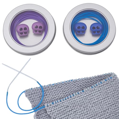 NBEADS 6m Silikon Schnur, 2mm Silikonschlauch-Strickschnur Stitch Keeper mit Cord Locks zum Halten für Perlen Armband Halskette, Lila und Blau von nbeads
