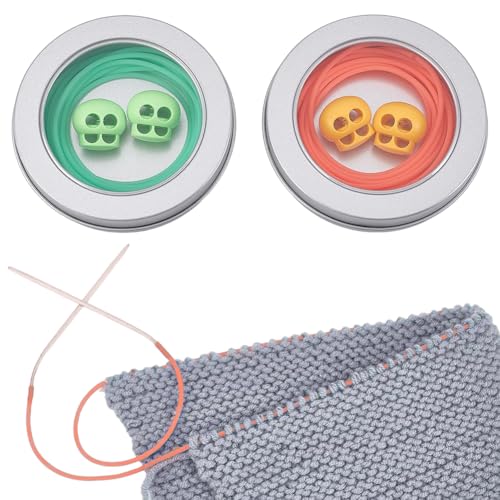 NBEADS 6m Silikon Schnur, 2mm Silikonschlauch-Strickschnur Stitch Keeper mit Cord Locks zum Halten für Perlen Armband Halskette, Tomate und Aquamarin von nbeads