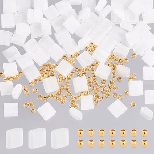 NBEADS 70 Stück Naturstein Tila Perlen, 2-Loch Abstandshalter Perlen mit 100 Stück Messing-Perlen Bergkristall Quarz Perlen Flache Quadratische Seed-Perlen für Armband Halskette Machen, 5.5×5.5mm NBEADS 70 Stück Naturstein Tila Perlen, 2-Loch Abstandshalter Perlen mit 100 Stück Messing-Perlen Bergkristall Quarz Perlen Flache Quadratische Seed-Perlen für Armband Halskette Machen, 5.5×5.5mm von nbeads