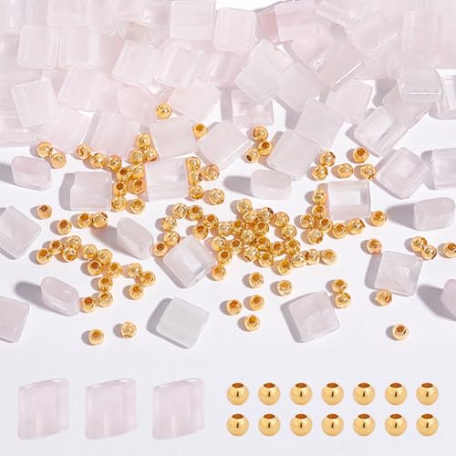 NBEADS 70 Stück Naturstein-Tila-Perlen, 2-Loch Spacer Perlen mit 100 Stk. Rondelle Messing Perlen Lose Rosenquarz-Perlen Quadratische Saatperlen für Armband Halskette Machen, 5.5×5.5mm NBEADS 70 Stück Naturstein-Tila-Perlen, 2-Loch Spacer Perlen mit 100 Stk. Rondelle Messing Perlen Lose Rosenquarz-Perlen Quadratische Saatperlen für Armband Halskette Machen, 5.5×5.5mm von nbeads