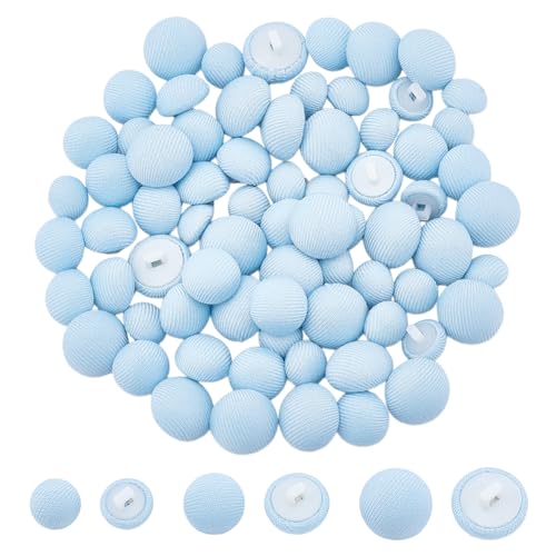NBEADS 72 Stück Stoffknopf In 3 Größen Runder Nähknopf DIY Knöpfe Basteln Ersatzknopf Für Jacke Mantel Hemd Anzüge Braut Helles Himmelblau (10/12.5/14.5mm /0.39/0.49/0.57 Zoll) von nbeads
