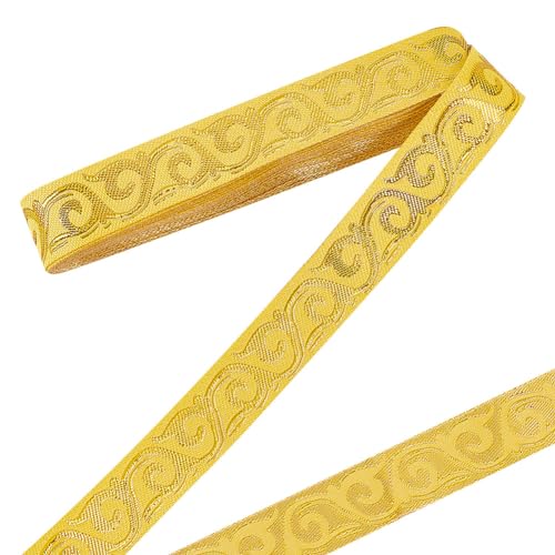 NBEADS 7m Jacquardband, 2cm Breit Polycotton-Blumenband Stickband Kantenbesatz Stoff Dekorativer Kleidungsbesatz Nähgurtband Für Heimwerker Basteln Kleidungszubehör Dekorationen, Goldfarbenes NBEADS 7m Jacquardband, 2cm Breit Polycotton-Blumenband Stickband Kantenbesatz Stoff Dekorativer Kleidungsbesatz Nähgurtband Für Heimwerker Basteln Kleidungszubehör Dekorationen, Goldfarbenes von nbeads