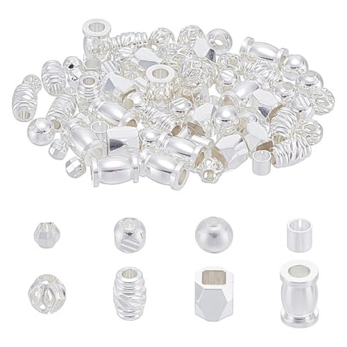 NBEADS 8 Stile 925 Crimpperlen Aus Sterlingsilber, 2.3 6mm Silberner Zylinder Abstandshalter lose Perlen Für Armbänder Halsketten Schmuckherstellung DIY Perlenarbeiten von nbeads