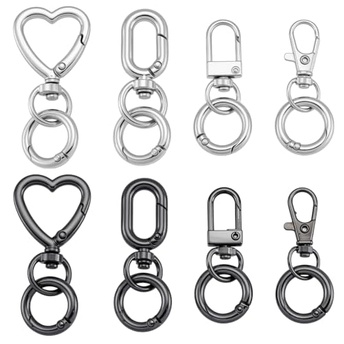 NBEADS 8 Stk. 4 Stile Karabinerhaken mit Schlüsselringringe, 45-53mm Metallverschlüsse Karabinerverschluss Schlüsselketten Clip für Schlüsselanhänger DIY Craft NBEADS 8 Stk. 4 Stile Karabinerhaken mit Schlüsselringringe, 45-53mm Metallverschlüsse Karabinerverschluss Schlüsselketten Clip für Schlüsselanhänger DIY Craft von nbeads