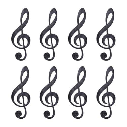 NBEADS 8 Stk. Musik Noten Gesticktes Applique Patch, Schwarzer Gestickter Bügelaufnäher Reparaturaufnäher für Kleidung Rucksäcke Jeans Mützen, 9.8x3.35cm NBEADS 8 Stk. Musik Noten Gesticktes Applique Patch, Schwarzer Gestickter Bügelaufnäher Reparaturaufnäher für Kleidung Rucksäcke Jeans Mützen, 9.8x3.35cm von nbeads