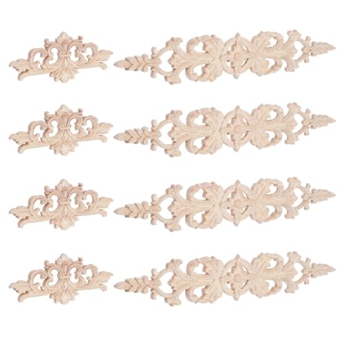 NBEADS 8 Stück 2 Stile Holzapplikationen Onlays, Geschnitzte Holzapplikationen für Möbel Unbemaltes Rahmenabziehbild für Wand-Tür-Dekoration NBEADS 8 Stück 2 Stile Holzapplikationen Onlays, Geschnitzte Holzapplikationen für Möbel Unbemaltes Rahmenabziehbild für Wand-Tür-Dekoration von nbeads