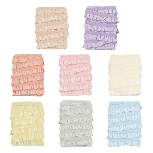 NBEADS 8 m Elastischer Plissierter Spitzenbesatz, 1cm Breite Winzige Dehnbare Rüschen Schmaler Rüschenrand Spitzenband Mini Spitzendekoration Für Kleidung Dekoration Nähen Basteln, Lichtfarbschema von nbeads