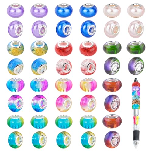 NBEADS 80 Stück Perlen Mit Großem Loch In 10 Farben Für Stifte., Fokalperlen 14mm Europäische Perlen Für Perlenstifte Kunstharz Abstandsperlen Für Snake Chain Armband Schmuckherstellung NBEADS 80 Stück Perlen Mit Großem Loch In 10 Farben Für Stifte., Fokalperlen 14mm Europäische Perlen Für Perlenstifte Kunstharz Abstandsperlen Für Snake Chain Armband Schmuckherstellung von nbeads