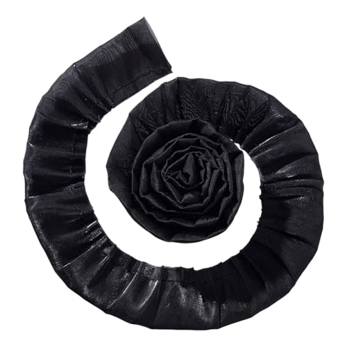 NBEADS 9 Yards Rüschen-Spitzenbesatz, 30mm Breit Gekräuseltes Randband gekräuseltes Wellenband für Nähen Brautkleid Kleidung Dekoration, Schwarz von nbeads