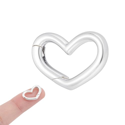 NBEADS 925 Sterling Silber Schlüsselring Herz, 1.6x1cm Herzförmiger Schmuckverschluss Federverschluss Spring Gate Ring Für Armbänder Fußkettchen Halsketten Schmuckherstellung von nbeads