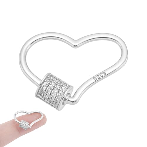 NBEADS 925 Sterling Silber Schraube Karabiner Schloss, Platin Herz Zirkonia Schlüsselbund Schloss Twist Secure Verschluss für Schmuckherstellung Handtasche DIY-Zubehör, 16x23x1mm von nbeads