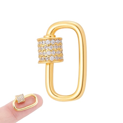 NBEADS 925 Sterling Silber Schraube Karabinerverschluss, 18x9x2mm Goldener Ovaler Karabinerhaken Verschluss Drehsicherer Verschluss für Schmuckherstellung Handtasche DIY-Zubehör von nbeads