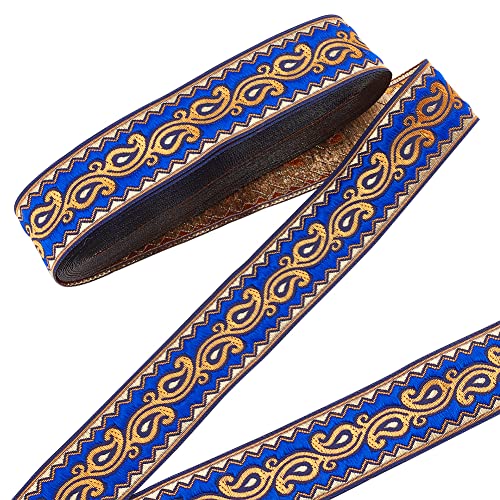 NBEADS 9m Jacquard Ribbon Trim, 3.3cm breit Blau Boho Woven Trim Ethnische Stickerei Polyester Flachband für Verschönerung Handwerk DIY Kleidung Accessoires Dekorationen von nbeads