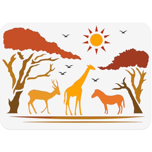 NBEADS Afrika Tier Malerei Schablone, 29.7x21cm Baum Wiederverwendbare Malschablonen Hollow Out Zeichnung Malerei Vorlage für Malerei auf Holz Stoff Papier Wände Leinwand Möbel NBEADS Afrika Tier Malerei Schablone, 29.7x21cm Baum Wiederverwendbare Malschablonen Hollow Out Zeichnung Malerei Vorlage für Malerei auf Holz Stoff Papier Wände Leinwand Möbel von nbeads