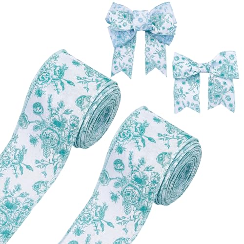 NBEADS Band mit Drahtkante, Blumenmuster, 6,1 cm, Drahtkante, Stoffband für Hochzeit, Brautkranz, Schleife, Basteln, Grün, 21,87 m NBEADS Band mit Drahtkante, Blumenmuster, 6,1 cm, Drahtkante, Stoffband für Hochzeit, Brautkranz, Schleife, Basteln, Grün, 21,87 m von nbeads