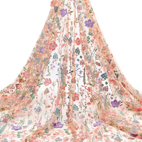 NBEADS Bestickter Blumenstoff, 148 cm breit, 3D-Blumen-Polyester-Stoffe, weiches Netz-Spitzenmaterial zum Nähen, DIY, individuelle Kleidung, Partykleid, Heimdekoration, dunkle Goldrute NBEADS Bestickter Blumenstoff, 148 cm breit, 3D-Blumen-Polyester-Stoffe, weiches Netz-Spitzenmaterial zum Nähen, DIY, individuelle Kleidung, Partykleid, Heimdekoration, dunkle Goldrute von nbeads