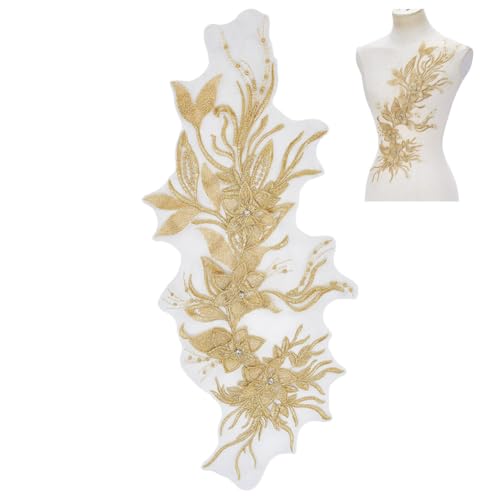 NBEADS Blass Goldrute Spitzen Applikationsflicken Zum Aufnähen, Handgemachter Nähaufnäher, 53x21.5x0.6cm Bestickte Spitzenapplikation Für Stoff Hochzeit Bühne Zubehör NBEADS Blass Goldrute Spitzen Applikationsflicken Zum Aufnähen, Handgemachter Nähaufnäher, 53x21.5x0.6cm Bestickte Spitzenapplikation Für Stoff Hochzeit Bühne Zubehör von nbeads