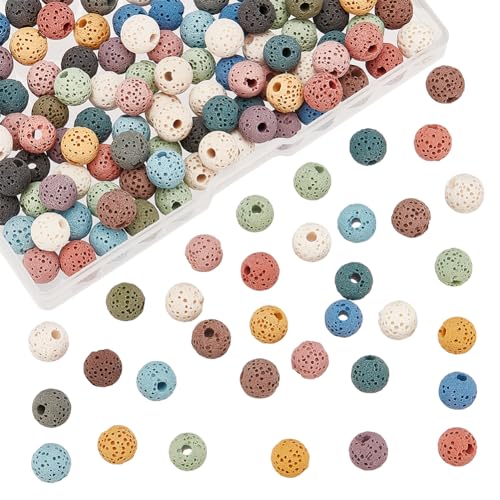 NBEADS Ca. 150 Stück Natürlich Gefärbte Lava-Perlen, 8.5 mm Farbige, Nicht Gewachste, Runde, Lose Perlen Für Ätherische Parfümperlen, Aromatherapieperlen, Bohrung: 1.5~2 mm NBEADS Ca. 150 Stück Natürlich Gefärbte Lava-Perlen, 8.5 mm Farbige, Nicht Gewachste, Runde, Lose Perlen Für Ätherische Parfümperlen, Aromatherapieperlen, Bohrung: 1.5~2 mm von nbeads