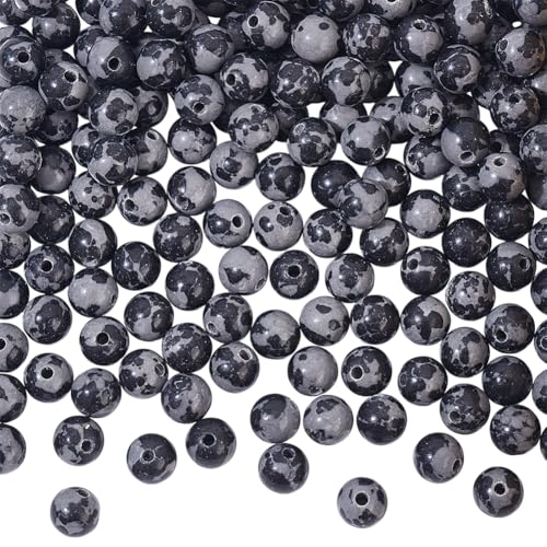 NBEADS Ca. 192 Stück Schneeflocken Obsidian Perlenstränge, 6 mm Synthetische Edelsteinperlen Runde Stein Zwischenperlen Lose Perlen Für DIY Armband Halsketten Schmuckherstellung von nbeads
