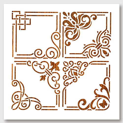 NBEADS Eck-Malschablone, wiederverwendbare PET-Schablonen, quadratische Bordüre, Malvorlagen, DIY-Kunst, Handwerk, Malerei, Wandschnitt, Schablonen, 11.8x11.8 cm, zum Malen auf Holz, Möbel, Wand NBEADS Eck-Malschablone, wiederverwendbare PET-Schablonen, quadratische Bordüre, Malvorlagen, DIY-Kunst, Handwerk, Malerei, Wandschnitt, Schablonen, 11.8x11.8 cm, zum Malen auf Holz, Möbel, Wand von nbeads