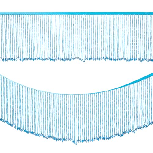 NBEADS Fransenborte mit Perlen, 15,2 cm breit, Fransenborte aus Polyesterfaser, Quaste für Kleidung, Accessoires, lateinamerikanisches Hochzeitskleid, DIY-Lampenschirm-Dekoration, Dodger Blue von nbeads
