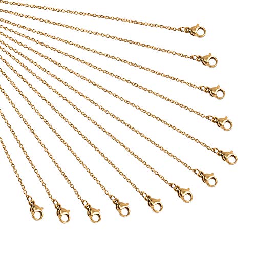 NBEADS Kette, 20 Stück, 50 cm, goldfarben, Edelstahl-Kette, mit Karabinerverschluss, für Bastelarbeiten, Anhänger, Halskette, Armband, DIY Schmuckherstellung NBEADS Kette, 20 Stück, 50 cm, goldfarben, Edelstahl-Kette, mit Karabinerverschluss, für Bastelarbeiten, Anhänger, Halskette, Armband, DIY Schmuckherstellung von nbeads