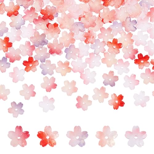 NBEADS Kirschblütenperlen, Kirschblüten-Cabochons, Dekorationen, rötliche Perlen, durchscheinender Farbverlauf, bunte Perlen für DIY-Schmuckherstellung, 150 Stück NBEADS Kirschblütenperlen, Kirschblüten-Cabochons, Dekorationen, rötliche Perlen, durchscheinender Farbverlauf, bunte Perlen für DIY-Schmuckherstellung, 150 Stück von nbeads