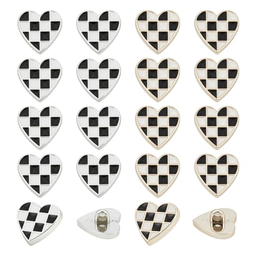 NBEADS Knöpfe in Herzform, 2 Farben, 1,7 cm, Schachbrett-Knöpfe, 1 Loch, Kunststoff, kariert, Nähknöpfe, Herz mit Schottenkaro, für Jacken, Anzüge, Mäntel, Kleidungszubehör, Schwarz/Weiß, 48 Stück NBEADS Knöpfe in Herzform, 2 Farben, 1,7 cm, Schachbrett-Knöpfe, 1 Loch, Kunststoff, kariert, Nähknöpfe, Herz mit Schottenkaro, für Jacken, Anzüge, Mäntel, Kleidungszubehör, Schwarz/Weiß, 48 Stück von nbeads