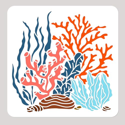 NBEADS Korallen Seegras Malerei Schablone, 30x30cm Wiederverwendbare Bastelschablonen Hollow Out Zeichnung Malerei Vorlage zum Malen auf Holz Stoff Papier Wände Leinwand Möbel NBEADS Korallen Seegras Malerei Schablone, 30x30cm Wiederverwendbare Bastelschablonen Hollow Out Zeichnung Malerei Vorlage zum Malen auf Holz Stoff Papier Wände Leinwand Möbel von nbeads