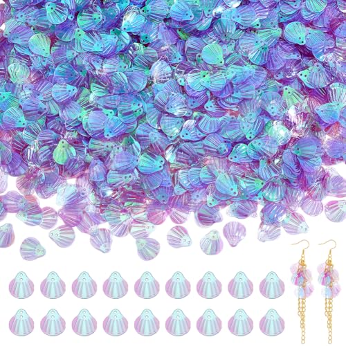 NBEADS Muschel-Pailletten, lose Pailletten aus Kunstharz, 220 g, mit 2 Löchern, schillernd, UV-Beschichtung, Kunstharz-Anhänger zum Nähen, Verzieren, Basteln, mittelviolett, 2000 Stück NBEADS Muschel-Pailletten, lose Pailletten aus Kunstharz, 220 g, mit 2 Löchern, schillernd, UV-Beschichtung, Kunstharz-Anhänger zum Nähen, Verzieren, Basteln, mittelviolett, 2000 Stück von nbeads