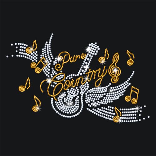 NBEADS Musik Gitarre Bügeln auf Strass Transfer, 29.7x21cm Wärmeübertragung Abziehbild Bling Kristall Abziehbilder Wärmeübertragung Patch Kleidung Reparatur Applique für T-Shirt Kleidung von nbeads