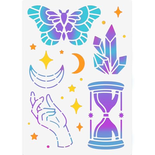 NBEADS Mystic Elements Malschablone, Wiederverwendbare PET-Malvorlagen DIY-Kunst Handwerk Malerei Wandschnitt-Schablonen Zum Malen Auf Holz Leinwand Papier Möbelwand, 29.7×21cm NBEADS Mystic Elements Malschablone, Wiederverwendbare PET-Malvorlagen DIY-Kunst Handwerk Malerei Wandschnitt-Schablonen Zum Malen Auf Holz Leinwand Papier Möbelwand, 29.7×21cm von nbeads