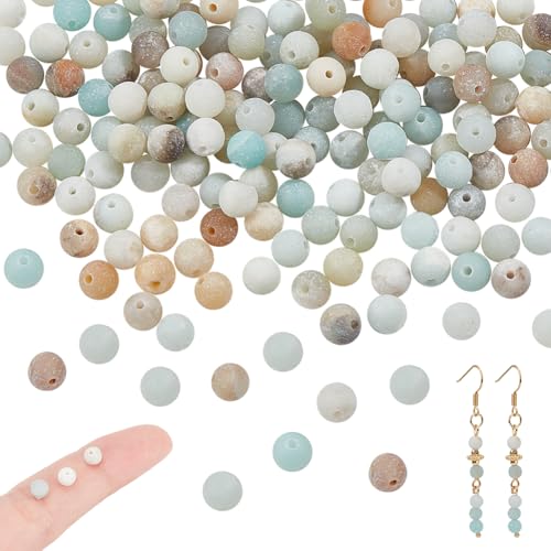 NBEADS Natürliche Amazonit-Perlen, 4 mm, ungefärbt, rund, lose Perlen für selbstgemachte Halsketten, Armbänder, Schmuckherstellung, Loch: 1 mm, ca. 180 Stück von nbeads