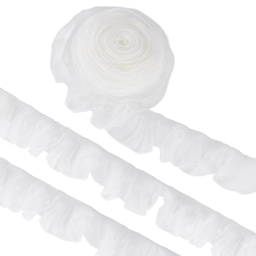 NBEADS Organza-Spitzenborte, plissiert, 10,3 cm, weiß, gerüschtes Garn, Stoffkragen, Dekoration, Stoffbesatz für Bekleidungszubehör, Kleiderdekoration, Applikationen, Patches NBEADS Organza-Spitzenborte, plissiert, 10,3 cm, weiß, gerüschtes Garn, Stoffkragen, Dekoration, Stoffbesatz für Bekleidungszubehör, Kleiderdekoration, Applikationen, Patches von nbeads