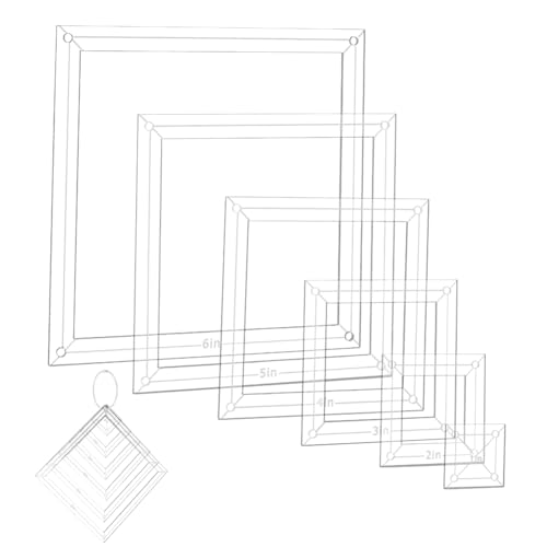 NBEADS Quiltschablonen-Set aus Acryl, quadratisch, mit Scharnierringen, transparente Nähanleitungen, 3,8 x 3,8 cm bis 16,5 x 16,5 cm, für Stoffmarkierung und Basteldesign, 6 Stück von nbeads