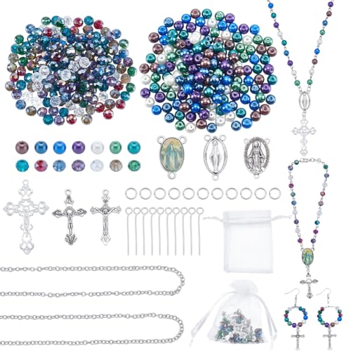 NBEADS Rosenkranz-Kreuz-Set, 860-teiliges Rosenkranz-Kreuz-Perlen-Set, Glasperlen, Schmuck-Bastelset für Armbänder, Halsketten NBEADS Rosenkranz-Kreuz-Set, 860-teiliges Rosenkranz-Kreuz-Perlen-Set, Glasperlen, Schmuck-Bastelset für Armbänder, Halsketten von nbeads