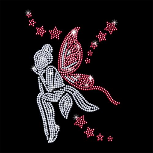 NBEADS Schmetterling Strass-Bügeln auf Transfer, 29.7x21cm Fee Wärmeübertragung Abziehbild Bling Kristall Abziehbilder Strass Schablone Kleidung Reparatur Applique für T-Shirt Kleidung Hosen Taschen von nbeads