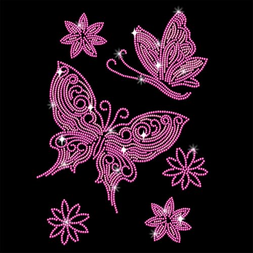 NBEADS Schmetterlinge Strassstein Aufbügeln Transfer, 29.7x21cm Wärmeübertragung Abziehbild Bling Kristall Abziehbilder Strass Kleidung Reparatur Applique für T-Shirt Kleidung Hosen Taschen von nbeads