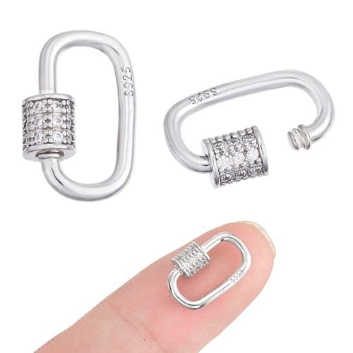 NBEADS Schraubverschluss-Charms, 925er-Sterlingsilber, kubische Strasssteine, Schraubverbindung für Schlüsselanhänger, Verschlüsse, Schmuckherstellung, oval, 2 Stück NBEADS Schraubverschluss-Charms, 925er-Sterlingsilber, kubische Strasssteine, Schraubverbindung für Schlüsselanhänger, Verschlüsse, Schmuckherstellung, oval, 2 Stück von nbeads