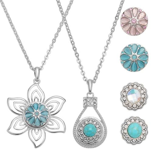 NBEADS Snap Charms Halskette, Auswechselbare Anhänger Halskette Set Legierung Blume Hängen Snap-Basis-Anhänger für Halsketten Armbänder DIY Zubehör von nbeads