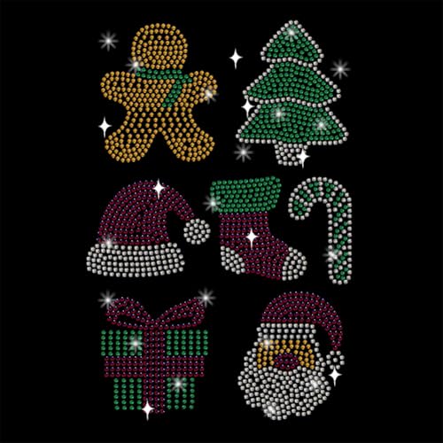 NBEADS Strassstein Bügeln auf Transfer, Weihnachten Thema Wärmeübertragung Abziehbild Bling Kristall Abziehbilder Strass Kleidung Applique für T-Shirt Kleidung Hosen Taschen, 29.7x21cm von nbeads