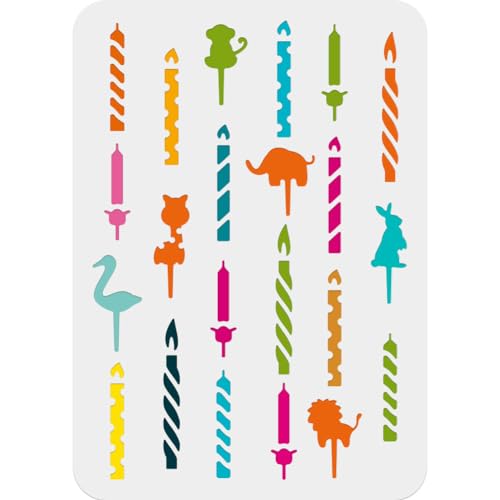 NBEADS Tier Kerze Malerei Schablone, Plastik Schablonen zum Malen Aushöhlen Kunsthandwerk Wiederverwendbare Schablonen für Stoff Papier Leinwand Möbel Wanddekoration Kunst, 29.7x21cm von nbeads