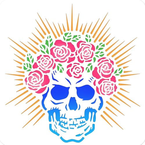 NBEADS Totenkopf Malschablone, 30x30cm Wiederverwendbare DIY-Kunst- Und Bastelschablonen Ausgehöhlte Zeichnung Malvorlage Zum Malen Auf Holz Stoff Papier Wänden Leinwand Möbeln NBEADS Totenkopf Malschablone, 30x30cm Wiederverwendbare DIY-Kunst- Und Bastelschablonen Ausgehöhlte Zeichnung Malvorlage Zum Malen Auf Holz Stoff Papier Wänden Leinwand Möbeln von nbeads